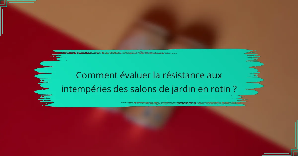 Comment évaluer la résistance aux intempéries des salons de jardin en rotin ?