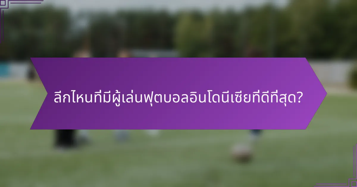 ลีกไหนที่มีผู้เล่นฟุตบอลอินโดนีเซียที่ดีที่สุด?