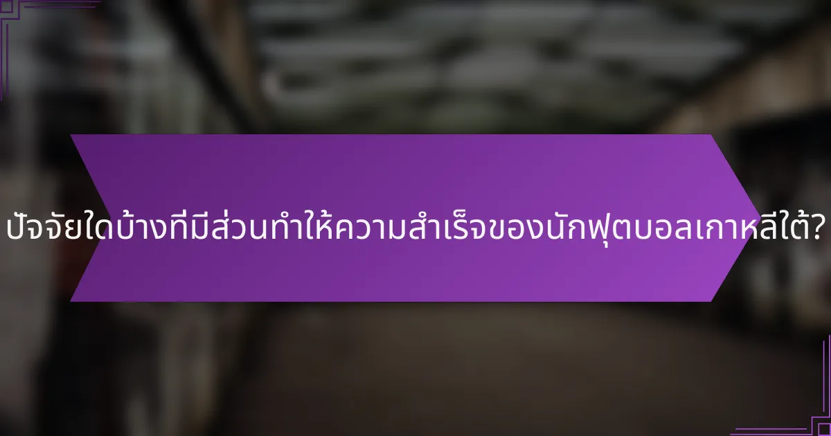 ปัจจัยใดบ้างที่มีส่วนทำให้ความสำเร็จของนักฟุตบอลเกาหลีใต้?